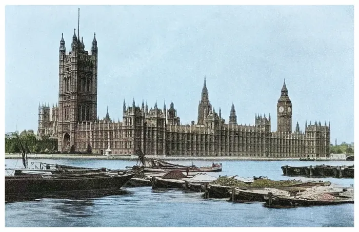 Framed Print : Old engraving illustration of Palace of Westminster, Houses of Parliament in London, England Framed Print : Old engraving illustration of Palace of Westminster, Houses of Parliament in London, England