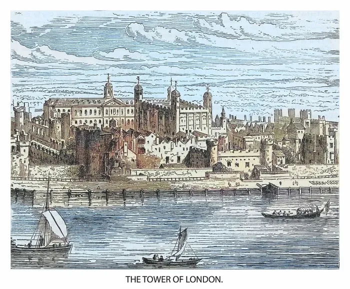 Framed Print : Old engraving illustration of Tower of London in London, England