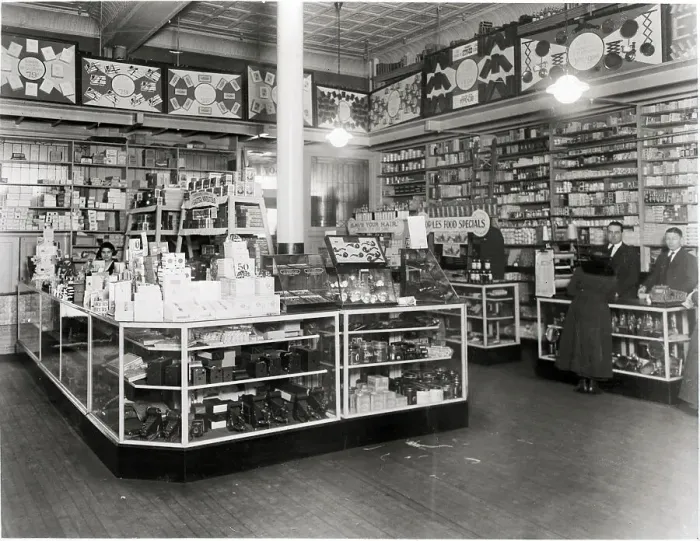 Framed Print : Old-Fashioned Drugstore Display Cases Framed Print : Old-Fashioned Drugstore Display Cases