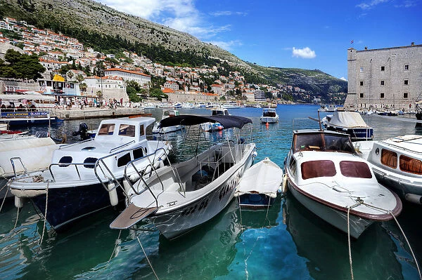 Old Harbour In The Walled City of Dubrovnik, Dalmatia, Croatia