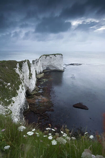 Old Harry Rocks on the Jurassic Coast, Dorset.Taken on a stormy morning just after sunrise