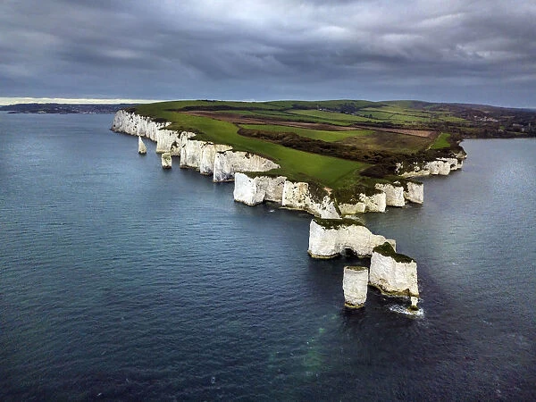 Old Harry Rocks on the Purbeck Coast in Dorset taken from a drone
