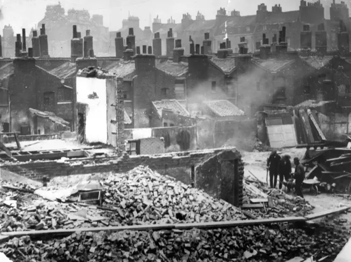 Framed Print : Old houses demolished to make way for new London Flats Framed Print : Old houses demolished to make way for new London Flats