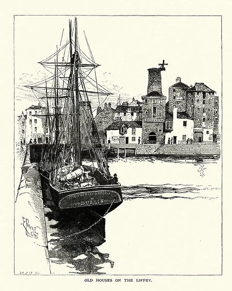 Old Houses on the River Liffey, Dublin, 19th Century