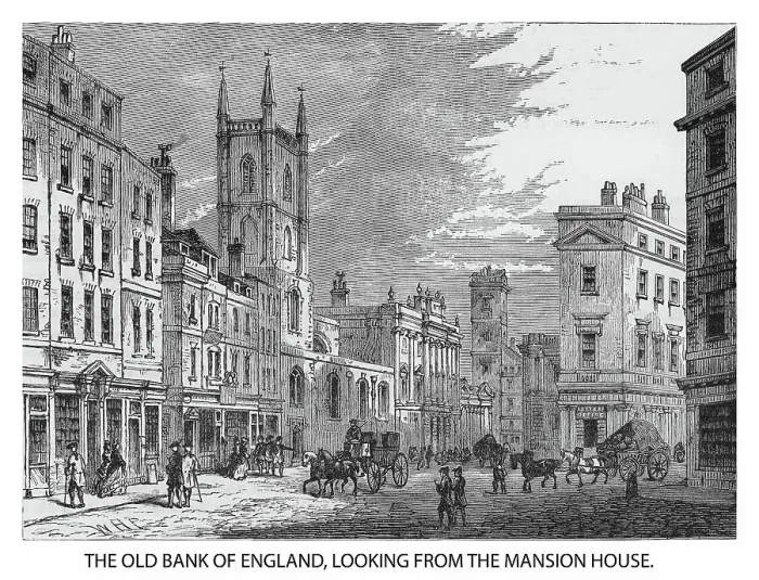 Framed Print : Old illustration of the Old Bank of England, looking from the Mansion House, London, England Framed Print : Old illustration of the Old Bank of England, looking from the Mansion House, London, England
