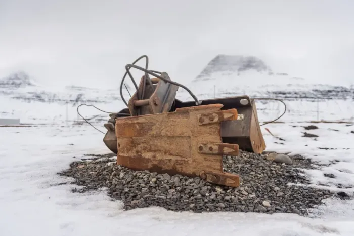 Framed Print : an old industrial equipment leaving on a snow ground Framed Print : an old industrial equipment leaving on a snow ground