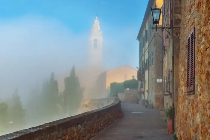 Framed Print : Old italian town of Pienza in the morning, Tuscany, Italy Framed Print : Old italian town of Pienza in the morning, Tuscany, Italy
