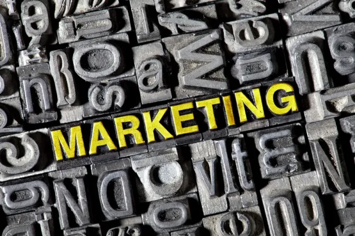 Framed Print : Old lead letters forming the word Marketing Framed Print : Old lead letters forming the word Marketing