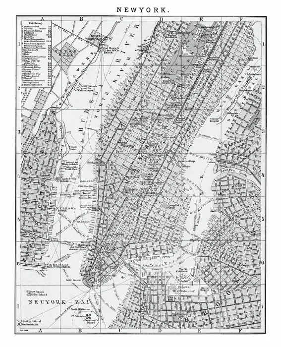Framed Print : Old lithograph map of New York, USA Framed Print : Old lithograph map of New York, USA