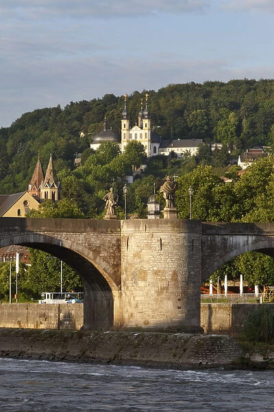 Old Main Bridge, Church of St. Burkard, Kaeppele Church, Wuerzburg, Lower Franconia, Franconia, Bavaria, Germany, Europe, PublicGround