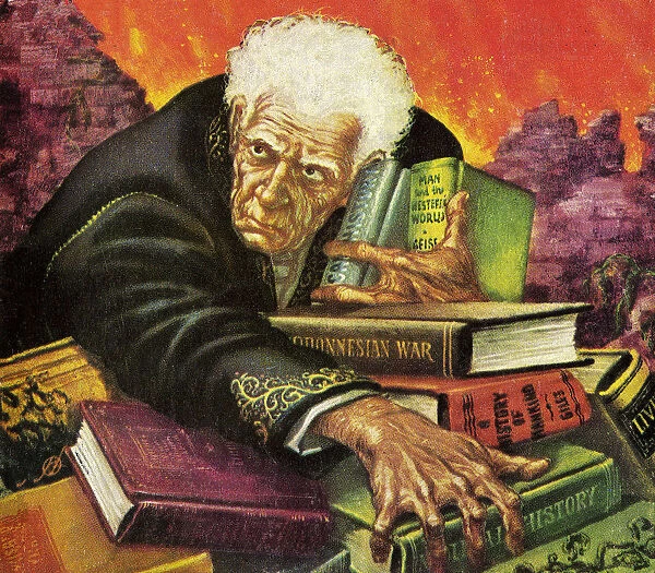 Old Man Clutching Books