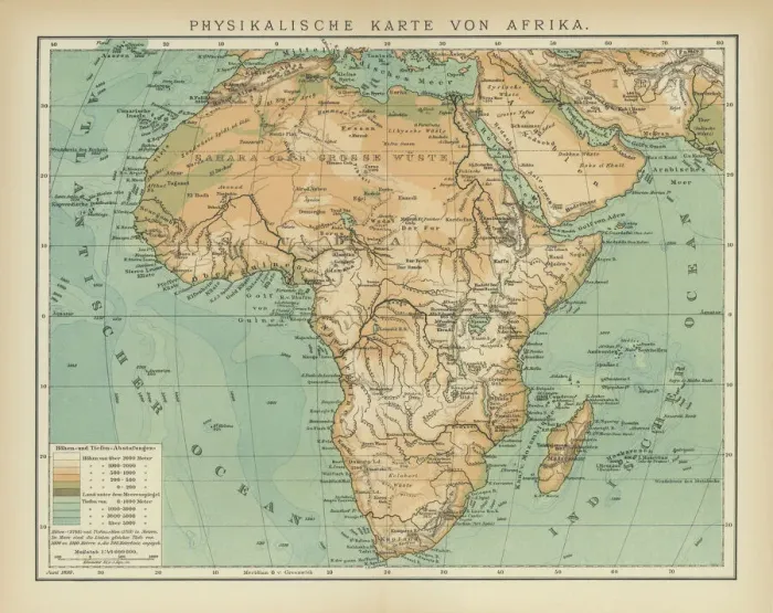 Framed Print : Old map of the continent of Africa Framed Print : Old map of the continent of Africa