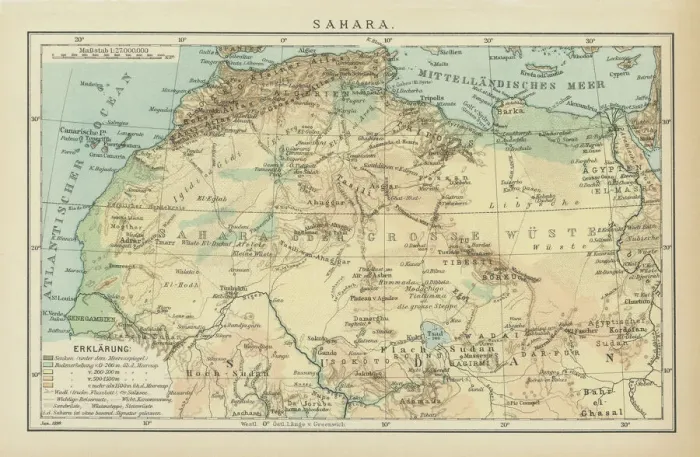 Framed Print : Old map of desert on the African continent - Sahara Framed Print : Old map of desert on the African continent - Sahara
