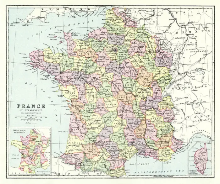 Framed Print : Old map of France Framed Print : Old map of France