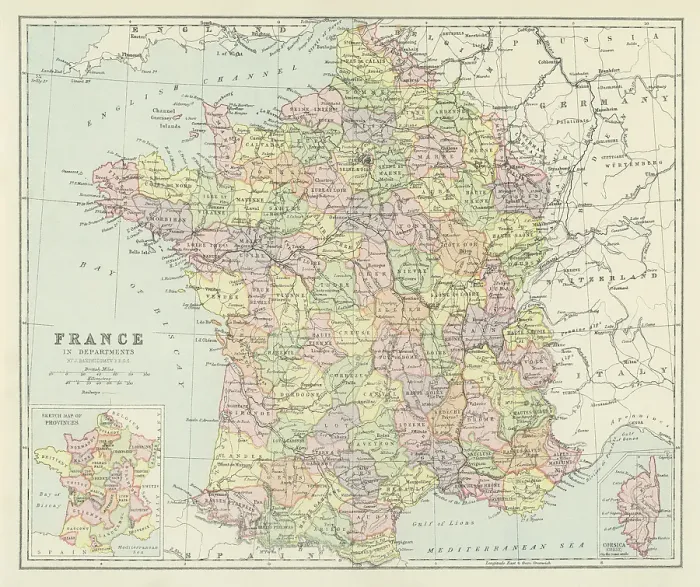 Framed Print : Old map of France Framed Print : Old map of France