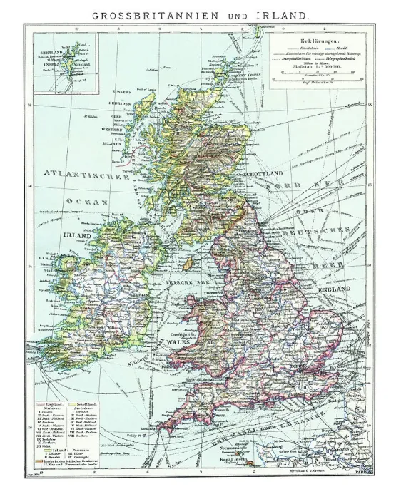 Framed Print : Old map of Great Britain and Ireland Framed Print : Old map of Great Britain and Ireland