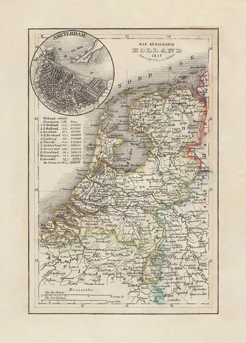 Framed Print : Old map of the Netherlands, steel engraving, published 1857 Framed Print : Old map of the Netherlands, steel engraving, published 1857