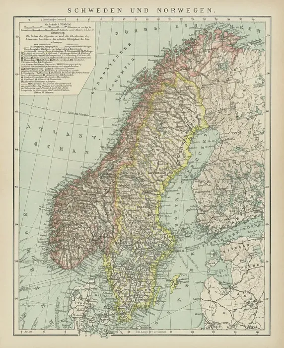 Framed Print : Old map of Norway and Sweden (Scandinavia) Framed Print : Old map of Norway and Sweden (Scandinavia)
