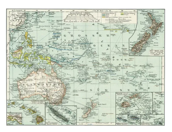 Framed Print : Old map of Oceania Framed Print : Old map of Oceania