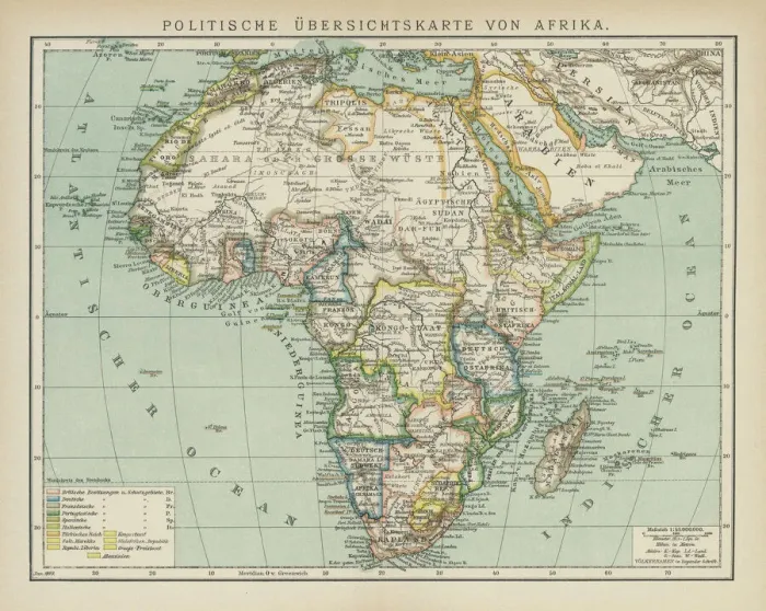 Framed Print : Old map of political map of Africa Framed Print : Old map of political map of Africa