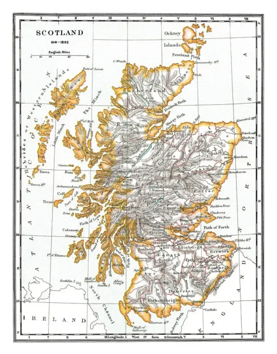 Framed Print : Old map of Scotland 1641-1892 Framed Print : Old map of Scotland 1641-1892