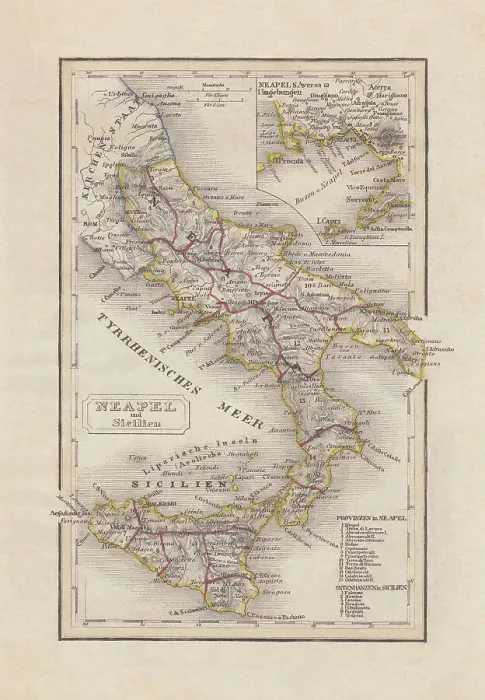 Framed Print : Old map of Southern Italy, steel engraving, published in 1857 Framed Print : Old map of Southern Italy, steel engraving, published in 1857