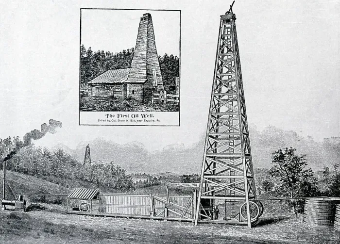 Framed Print : Old Oil Well, Inset Of 1St Oil Well Framed Print : Old Oil Well, Inset Of 1St Oil Well