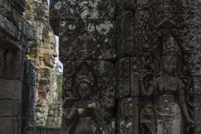 Framed Print : Old patterns in Bayon temple