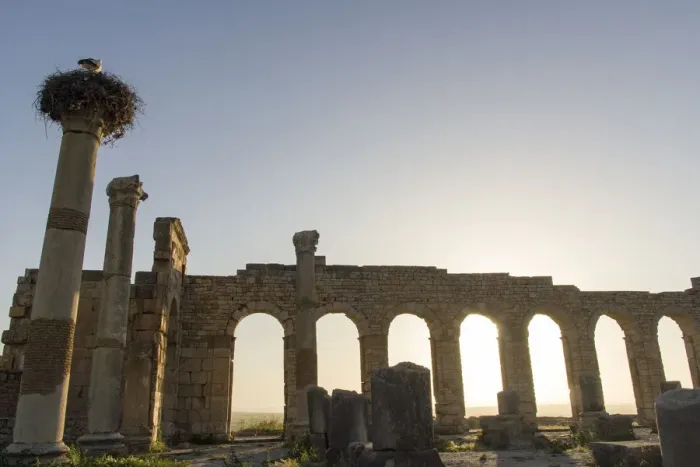 Framed Print : Old Roman ruins in Volubilis at sunset Framed Print : Old Roman ruins in Volubilis at sunset