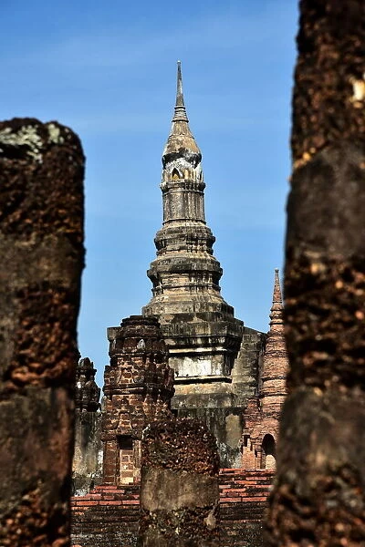 old ruin of wat mahathat Sukhothai Thailand, Asia