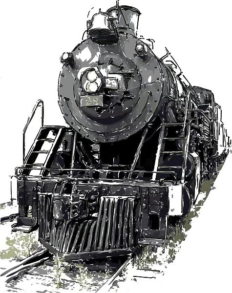 An old steam train frontal view
