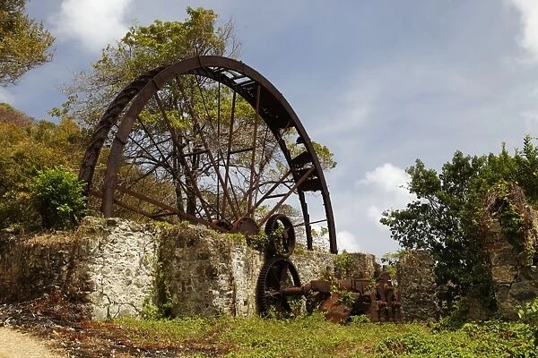 Old sugar mill, mill wheel, rusted, Trinidad and Tobago