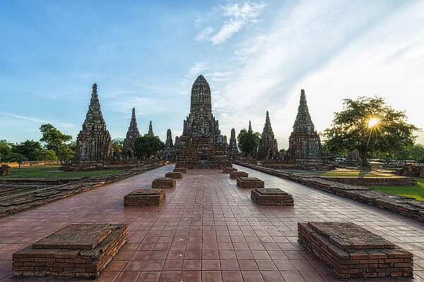 Old Temple Wat Chaiwatthanaram at Sunset