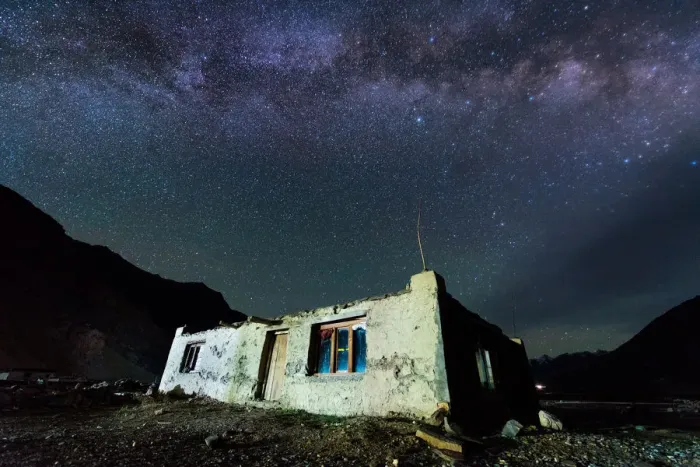 Framed Print : The old tibetan house and the milky way Framed Print : The old tibetan house and the milky way