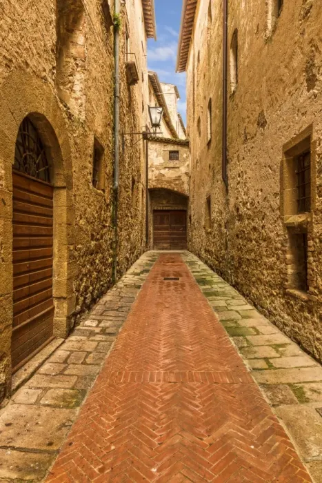 Framed Print : Old Town. Ally way leading to door. Siena a city in west central Italy, in Tuscany; pop Framed Print : Old Town. Ally way leading to door. Siena a city in west central Italy, in Tuscany; pop