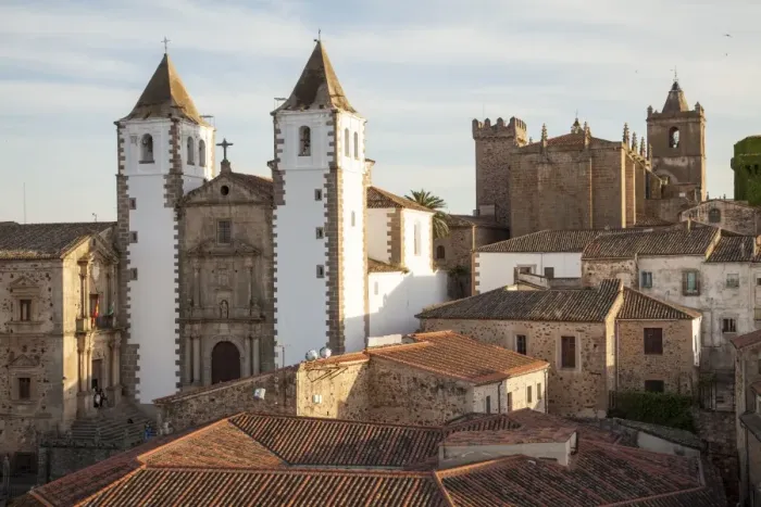 Framed Print : Old town of Caceres with the San Francisco Javier church on the background Framed Print : Old town of Caceres with the San Francisco Javier church on the background