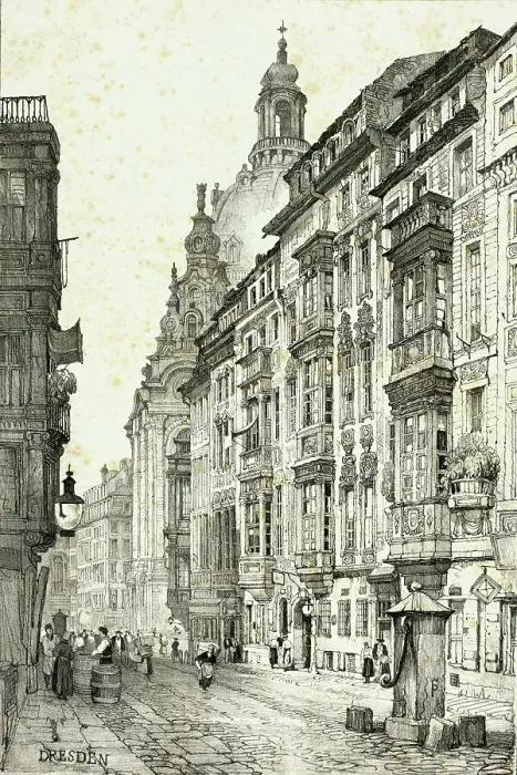 Framed Print : Old Town of Dresden in 1850, Saxony, Germany, Historical, digitally restored reproduction from an 18th or 19th century original