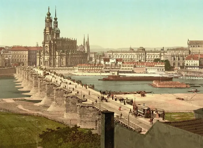 Framed Print : Old Town of Dresden, Saxony, Germany, Historic, digitally restored reproduction of a photochrome print from the 1890s Framed Print : Old Town of Dresden, Saxony, Germany, Historic, digitally restored reproduction of a photochrome print from the 1890s