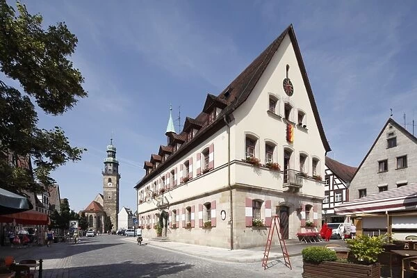 Old town hall and parish church, Marktplatz Square, Lauf an der Pegnitz, Franconia, Bavaria, Germany, Europe