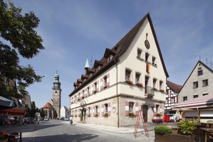 Framed Print : Old town hall and parish church, Marktplatz Square, Lauf an der Pegnitz, Franconia, Bavaria, Germany, Europe