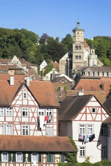 Framed Print : Old town with St. Michael Kirche church, Schwaebisch Hall, Hohenlohe, Baden-Wuerttemberg, Germany, Europe Framed Print : Old town with St. Michael Kirche church, Schwaebisch Hall, Hohenlohe, Baden-Wuerttemberg, Germany, Europe