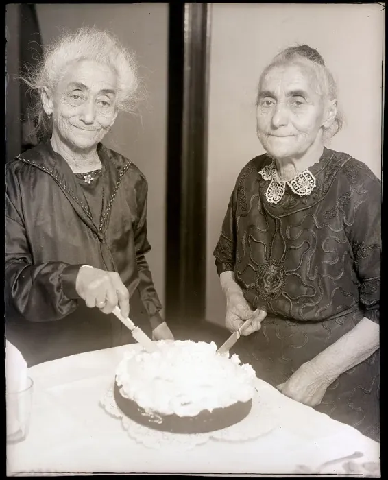 Framed Print : Oldest Twins Celebrate Together