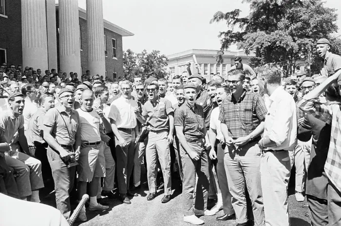 Framed Print : Ole Miss Students Yell Against Integration
