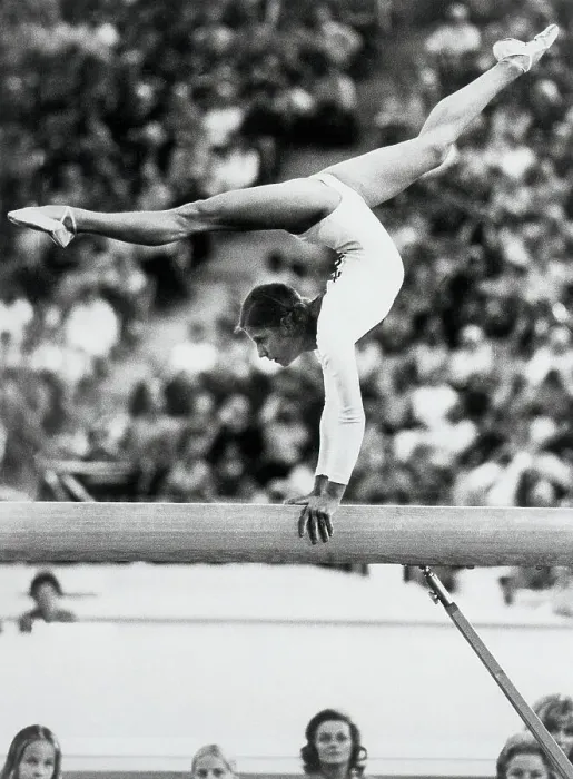 Framed Print : Olga Korbut Performing on Balance Beam Framed Print : Olga Korbut Performing on Balance Beam