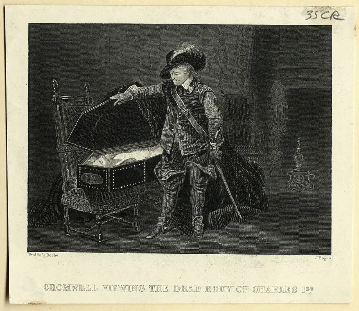 Framed Print : Oliver Cromwell Looks / Charles I'S Casket Framed Print : Oliver Cromwell Looks / Charles I'S Casket