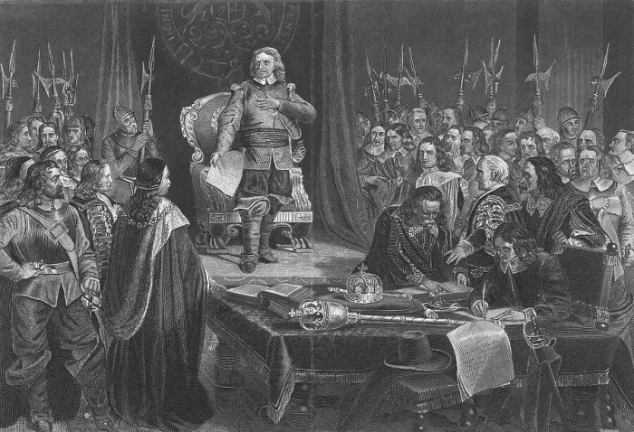 Framed Print : Oliver Cromwell Refusing Crown of England Framed Print : Oliver Cromwell Refusing Crown of England