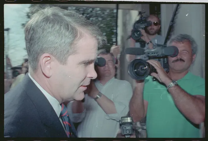 Framed Print : Oliver North Arriving at Court Framed Print : Oliver North Arriving at Court