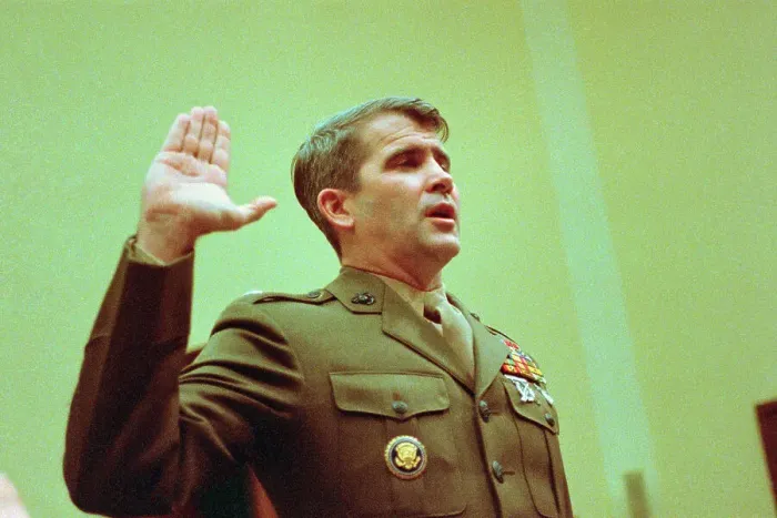 Framed Print : Oliver North Taking Oath Framed Print : Oliver North Taking Oath
