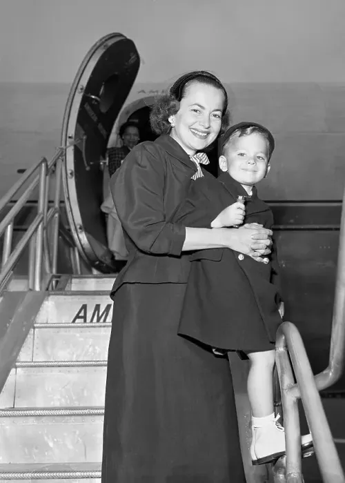 Framed Print : Olivia de Havilland and Son Framed Print : Olivia de Havilland and Son