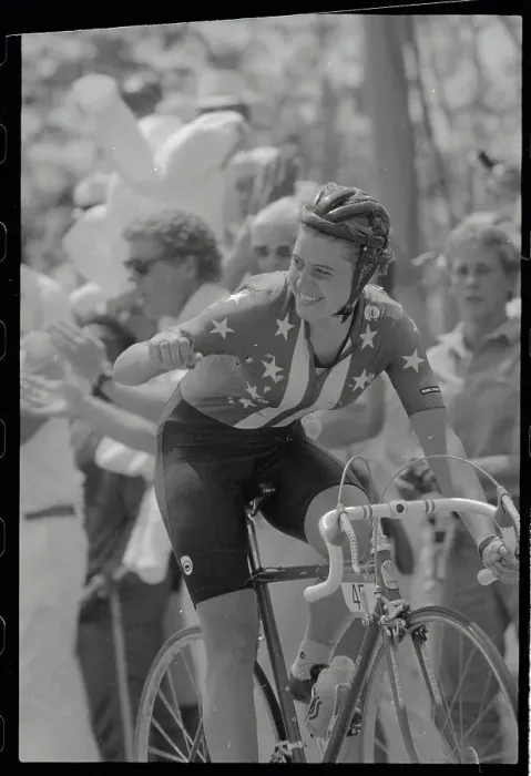 Framed Print : Olympian Connie Carpenter Smiling as She Finishes to Win Framed Print : Olympian Connie Carpenter Smiling as She Finishes to Win